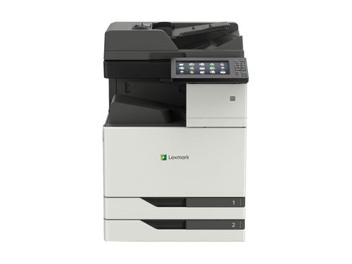 The Lexmark CX921de is a versatile TAA-compliant multifunction color laser printer designed for high-demand office environments. Offering color printing, copying, scanning, faxing, and network scanning, it delivers up to 35 pages per minute for both black and color prints. With Ethernet and USB interfaces and a monthly duty cycle of up to 200,000 pages, it ensures high performance and reliability in enterprise settings.