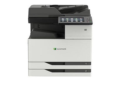 The Lexmark CX921de TAA-compliant multifunction printer delivers high-performance color laser printing, copying, scanning, and faxing. Designed for demanding workgroups, it offers print speeds up to 35 ppm, duplex capability, and robust media handling with up to 6650-sheet input capacity. A 10-inch color touchscreen and strong security features add to its enterprise appeal.
