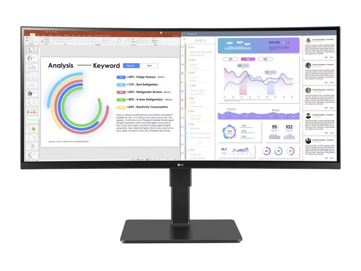 34IN LG MONITOR, 3440X1440, CURVED, 21:9 IPS, HDMI 2.0 (2), DP 1.4, USB TYPE-C, USB 3.0 (2) USB 2.0 (2)