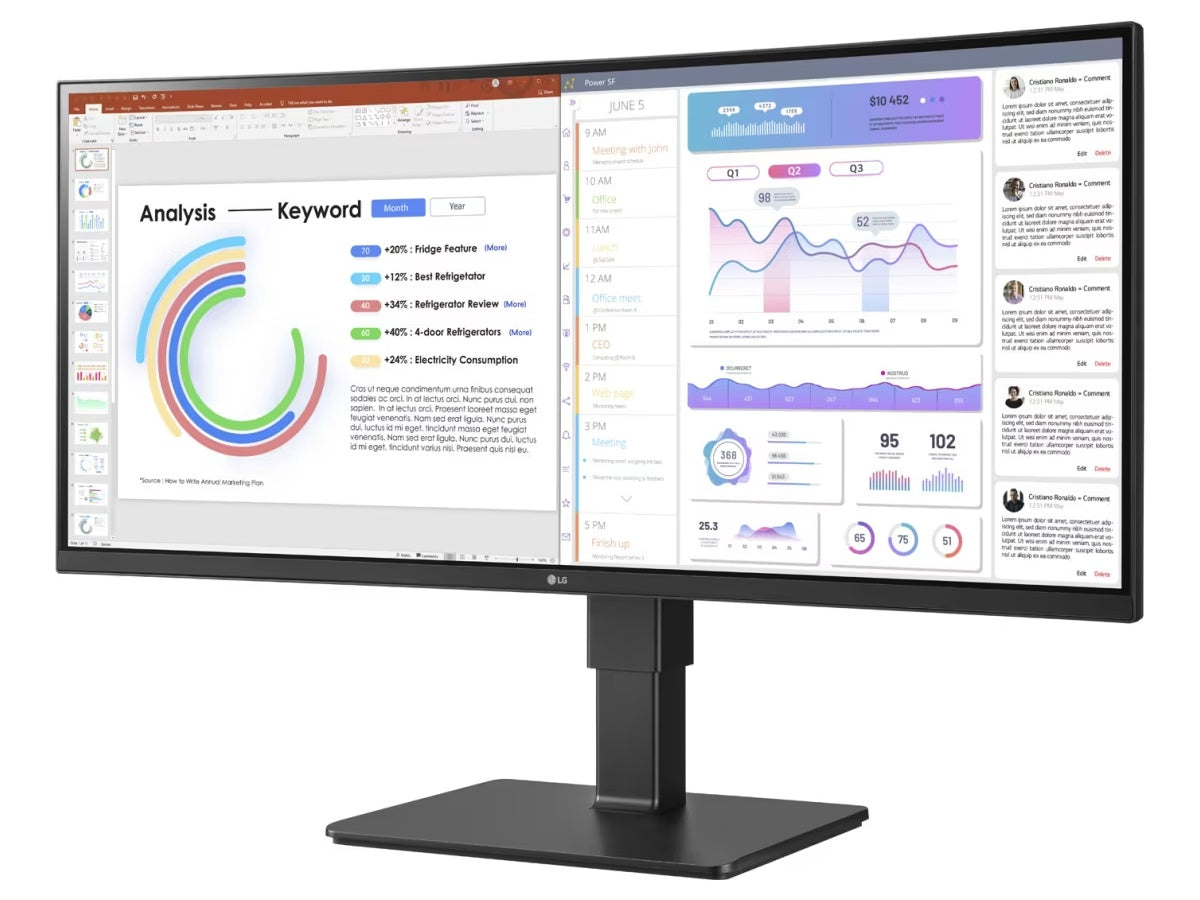 34IN LG MONITOR, 3440X1440, CURVED, 21:9 IPS, HDMI 2.0 (2), DP 1.4, USB TYPE-C, USB 3.0 (2) USB 2.0 (2)