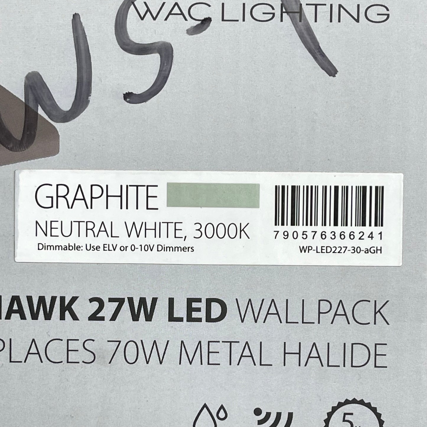 ENDURANCE WAC LIGHTING Hawk LED Flood Light Wall Pack 27W Graphite WP-LED227