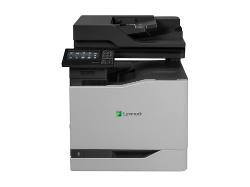 Lexmark CX820de is a high-performance color laser multifunction printer delivering up to 52 pages per minute, ideal for businesses with demanding print environments. It supports duplex printing, a monthly duty cycle of up to 200,000 pages, and offers built-in scanning, copying, faxing, and network capabilities. Designed for reliability and efficiency, it meets TAA compliance standards and includes a one-year onsite service agreement.