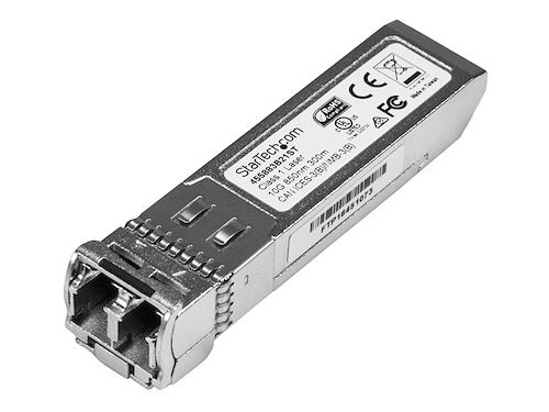 HPE 455883-B21 Compatible SFP+ transceiver from StarTech offers high-speed 10GbE connectivity over multi-mode fiber with LC connector and a range of up to 300 meters. Designed to comply with MSA standards, this hot-swappable module supports 10 Gigabit Ethernet and features digital diagnostics monitoring (DDM). Ideal for network professionals looking for lasting reliability and simple deployment in enterprise environments.