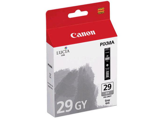 The Canon PGI-29 Gray Ink Tank is engineered for professional quality prints and compatibility with the Pixma PRO-1 Inkjet Photo Printer. This precision ink cartridge delivers clean gray tones ideal for high-detail photo output. Manufactured in Japan, it complies with TAA standards and supports reliable inkjet printing performance.