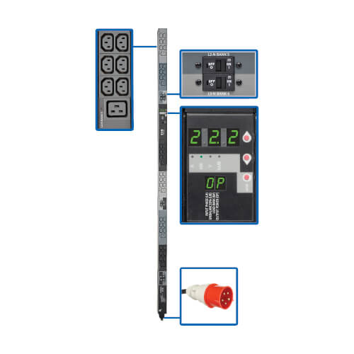 Unité de distribution d'alimentation (PDU) Lenovo 1U commutée et surveillée V2 80 A - 18 C13/C19, 23 kW