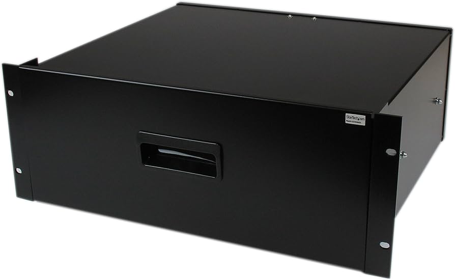StarTech 4U Rack Mount Drawer - Steel - 55lb Capacity - Black