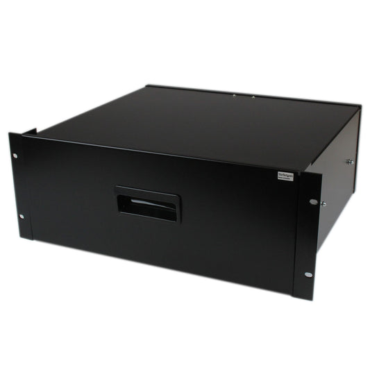 StarTech 4U Rack Mount Drawer - Steel - 55lb Capacity - Black
