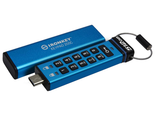 The Kingston IronKey Keypad 200C delivers 512GB of secure USB-C storage with FIPS 140-3 Level 3 certification. It features hardware-based XTS-AES encryption, a durable keypad interface, and transfer speeds up to 280MB/s read and 200MB/s write. Designed for professionals who prioritize data protection and government-grade compliance.