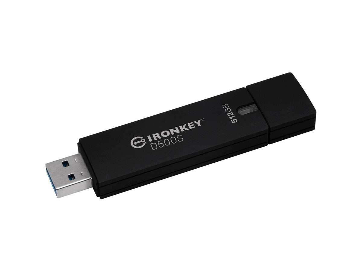 The Kingston IronKey D500S is a 512GB military-grade USB flash drive engineered for secure data protection. Offering AES-256 bit hardware encryption and pending FIPS 140-3 Level 3 certification, it delivers dependable performance and government-grade security for sensitive files. Designed for professionals and organizations requiring compliance and rapid data throughput.