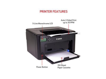 The Canon imageCLASS LBP122dw is a compact monochrome laser printer offering wireless connectivity and automatic duplex printing. Designed for efficient black-and-white output, it suits home offices and small workgroups needing consistent performance. TAA compliance is not supported, and the unit is manufactured in Vietnam.