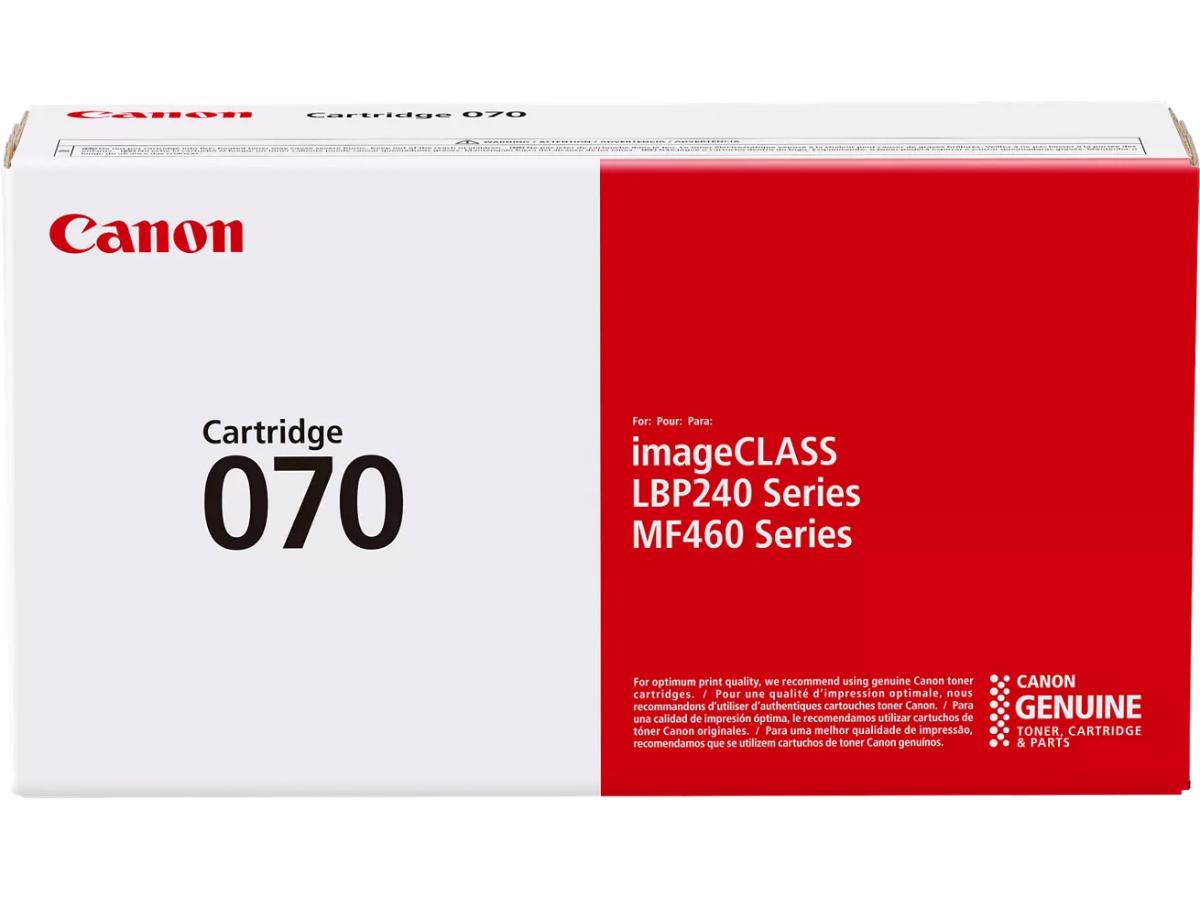 The Canon 070 Black Toner Cartridge is designed for consistent performance with Canon's MF465dw, MF462dw, LBP247dw, and LBP246dw laser printers. Offering a page yield of up to 3,000 pages, it ensures high-quality black-and-white printing for business environments. This genuine toner supports TAA compliance and is manufactured in South Korea.