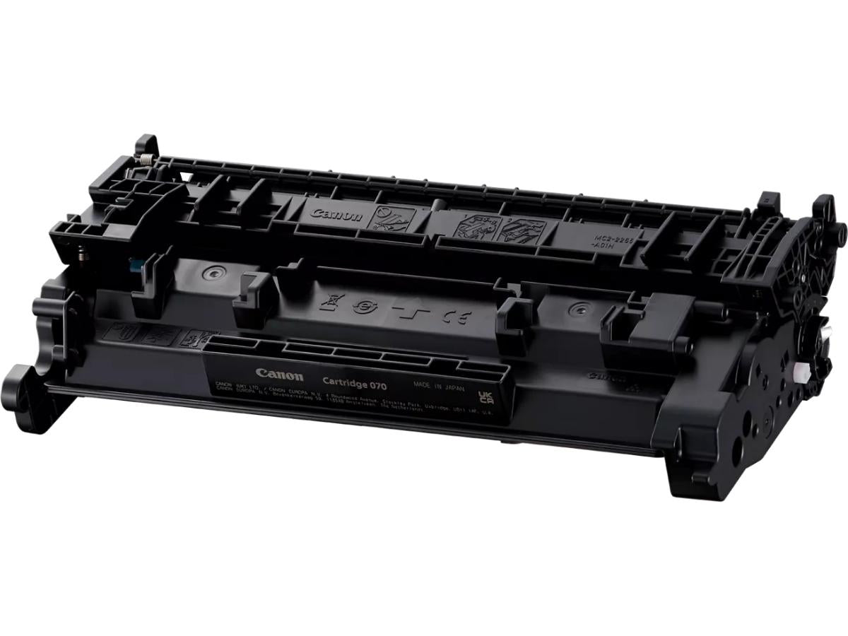The Canon 070 Black Toner Cartridge is designed for consistent performance with Canon's MF465dw, MF462dw, LBP247dw, and LBP246dw laser printers. Offering a page yield of up to 3,000 pages, it ensures high-quality black-and-white printing for business environments. This genuine toner supports TAA compliance and is manufactured in South Korea.