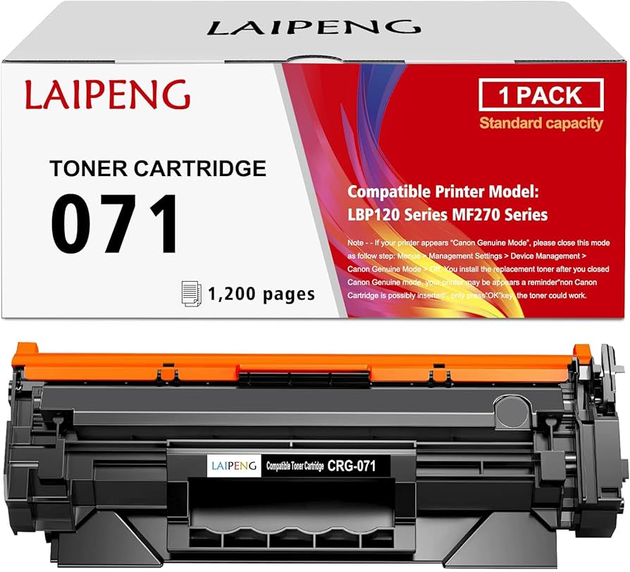 Cartouche de toner noir Canon 071, rendement de 1 200 pages