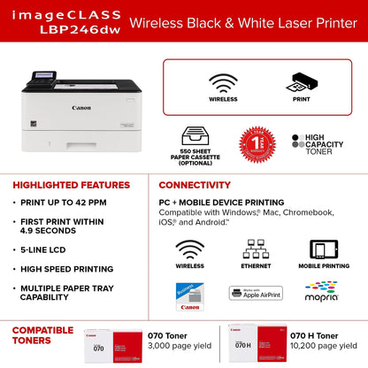 Canon imageCLASS LBP246dw Wireless Monochrome Laser Printer