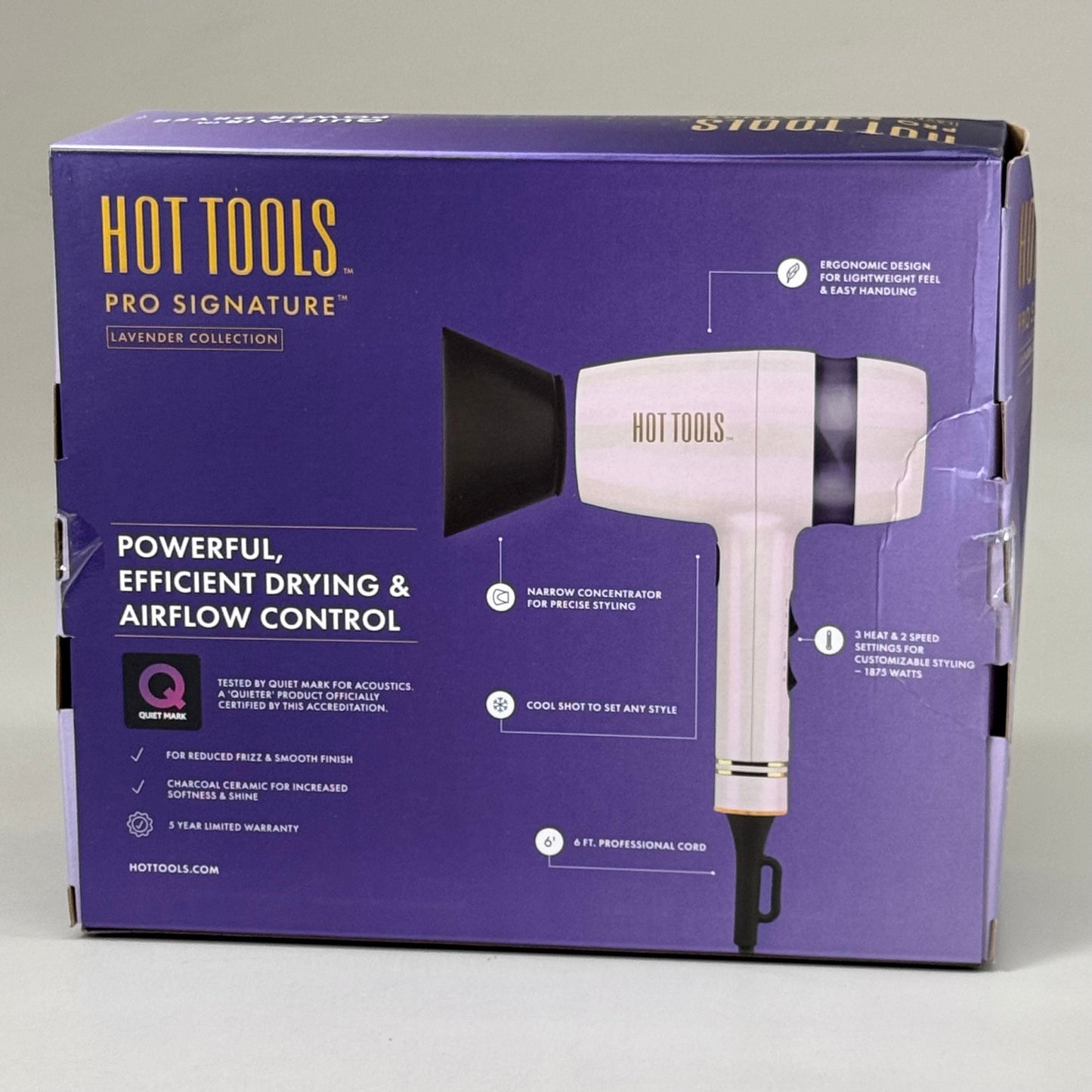 HOT TOOLS Pro Signature Collection Power Hair Dryer Lavender 30% Quieter 1875W