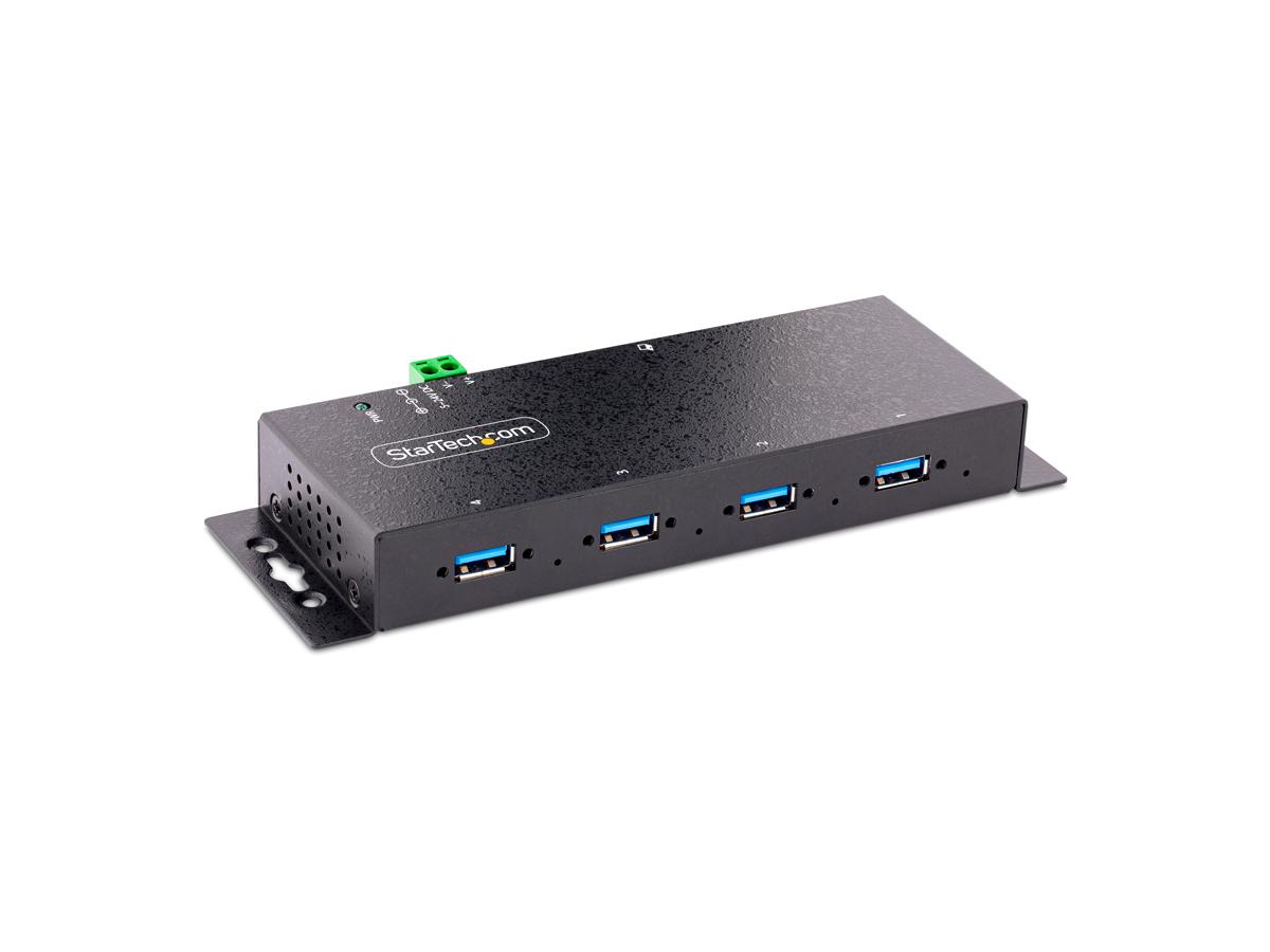 4-Port Industrial USB USB 3.0 5Gbps Hub - Rugged USB Hub w/ESD and Surge Protection - DIN/Wall/Desk Mountable USB-A Hub - USB Expander w/Locking Ports