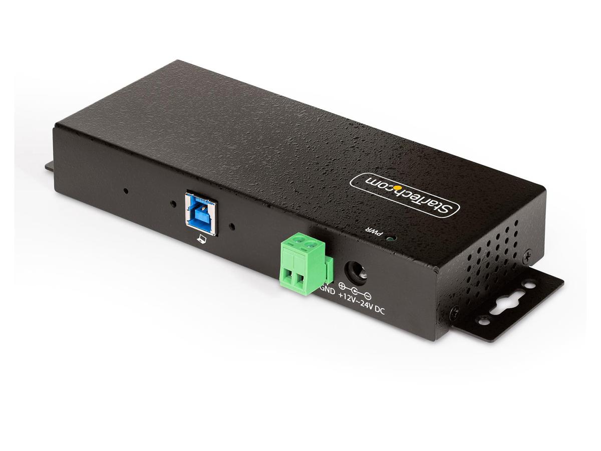 7-PORT MANAGED USB HUB - HEAVY DUTY WITH METAL INDUSTRIAL HOUSING, ESD &amp; SURGE PROTECTION - 7X USB-A - WALL/DESK/DIN-RAIL MOUNTABLE - USB 3.2 (5GBPS)