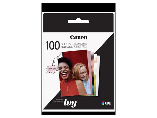 Canon ZINK 2x3 Photo Sticker Paper Pack offers an easy and fun way to print vivid, borderless photos that double as stickers. With 100 sheets included, this pack is ideal for personal projects, journaling, and crafting creative memories. Made in the United States and TAA compliant, it supports reliable and responsible sourcing.