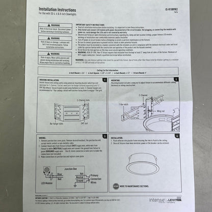 LEVITON Intense Gravity Downlight Lighting, Grey SD4DRL2359-D10127-WF
