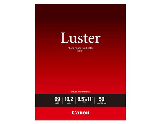 Photo Paper Pro Luster 8.5x11 (50 Sheets), Luster finish provides an elegant surface that resists fingerprints and virtually eliminates glare. Designed for professionals seeking prints with subtle texture and luminous quality, this paper offers sharp results and rich color reproduction for high-end photos and presentations.