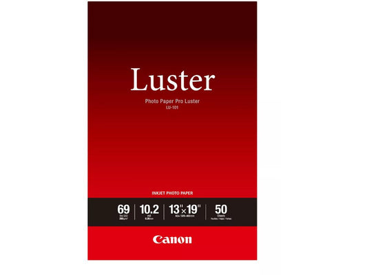 Photo Paper Pro Luster 13x19 (50 Sheets) features a luster finish that offers an elegant surface designed to resist fingerprints and minimize glare. Ideal for portrait, wedding, and fine art photography, this paper enhances image depth and saturation. Each pack contains 50 sheets of 13x19 inch professional-grade media.