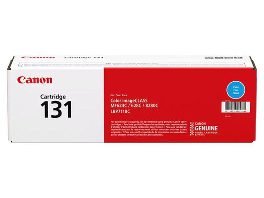 CANON Cartridge 131 Cyan Toner delivers exceptional print quality and performance for select Canon laser printers. Designed for high-efficiency color output, it produces up to 1,500 crisp, vibrant cyan pages. Compatible with models including Canon imageCLASS MF624Cw, MF628Cw, MF8280Cw, and LBP7110Cw, this cartridge meets TAA compliance standards and ensures consistent, professional results for business environments.