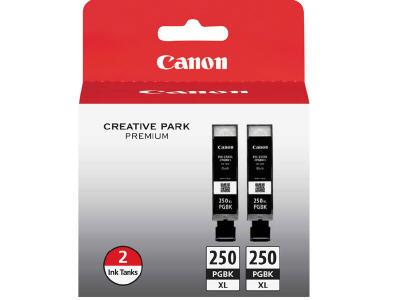 PGI-250 XL Pigment Black Ink Tanks. This Canon PGI-250XL Black Twin Pack delivers high-quality pigment-based black ink designed specifically for Canon printers. With TAA compliance and Japanese manufacturing, it ensures reliable performance and consistent print quality for professional environments.