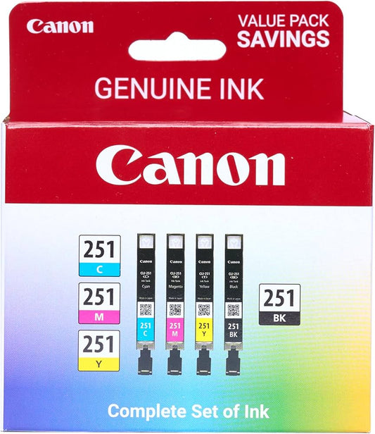 Lot de 4 cartouches d'encre CANON CLI-251 BK/CMY