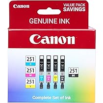 Lot de 4 cartouches d'encre CANON CLI-251 BK/CMY