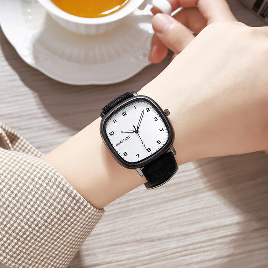 Digital Student Watch Casual Quartz Suede Belt