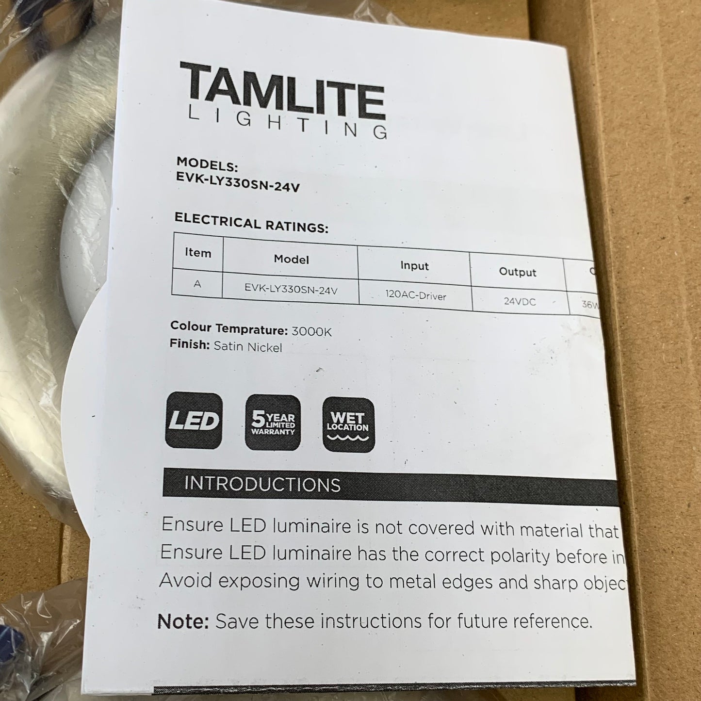 TAMLITE LIGHTING Low Voltage LED Lyra kit w/ Satin Nickel Frame EVKLY330SN24V