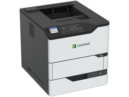 The Lenovo MS821dn is a high-performance monochrome laser printer designed for demanding workgroup environments. Featuring print speeds of up to 55 pages per minute and a maximum resolution of 1200 x 1200 dpi, it delivers sharp, professional-quality prints efficiently. With robust media handling, duplex printing support, and advanced connectivity including Gigabit Ethernet and USB 2.0, this Energy Star compliant device offers both speed and reliability for large-volume print jobs.