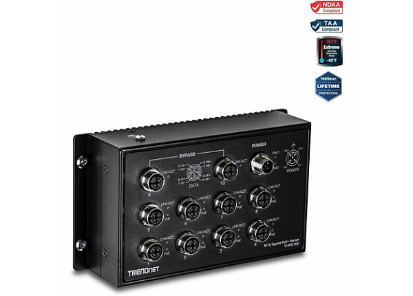 TRENDNET TI-XPG102 10-Port EN 50155 M12 Gigabit PoE+ Switch