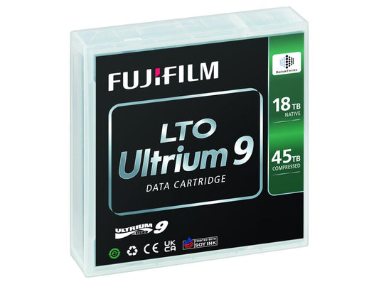 The FUJIFILM LTO Ultrium 9 WORM Data Cartridge offers 18TB native and up to 45TB compressed storage capacity, making it ideal for secure long-term archiving. Designed with Write Once Read Many (WORM) capability and barcode labeling, it ensures data integrity and regulatory compliance. Compatible with LTO-9 tape drives, this cartridge is TAA compliant and made in Japan.