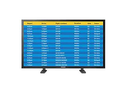 The Samsung 820DXN-2 is a commercial-grade 82-inch LCD display offering Full HD resolution, enhanced brightness of 600 cd/m², and versatile connectivity, including HDMI, LAN, and RS232C. Designed for dependable, large-scale signage or presentation needs, it includes built-in speakers, fan control, and advanced features such as Picture-in-Picture and video wall support, making it ideal for control rooms, digital signage, or public display environments.