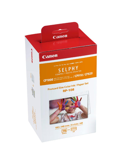 Ensemble encre/papier couleur Canon RP-108, 108 feuilles, format carte postale
