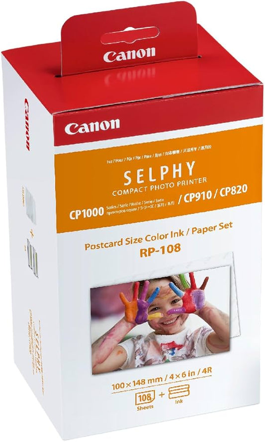 Ensemble encre/papier couleur Canon RP-108, 108 feuilles, format carte postale