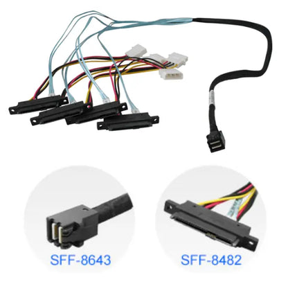 HighPoint 1M SFF-8643 to 4x SFF-8482 (SAS) Cable with Power