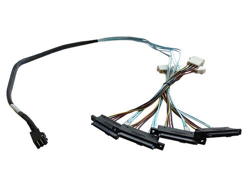 The HighPoint SFF-8643-4SAS-1M is a 1-meter storage cable designed for high-performance SAS environments, connecting one SFF-8643 port to four SFF-8482 (SAS) connectors with power leads. Engineered to support data transfer rates of up to 12Gb/s per port, it is ideal for demanding enterprise and data center applications where performance and compatibility are paramount.