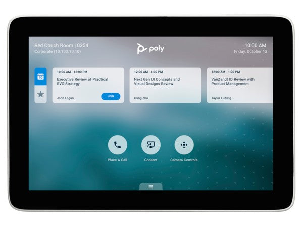 Poly TC8 Touch Controller offers intuitive video conferencing control in a sleek wired interface. With a crisp 1280 x 800 resolution and seamless integration with platforms like Zoom Rooms and RingCentral, it ensures smooth meeting management. This TAA-compliant unit is ideal for secure government or business environments requiring standardized communications solutions.