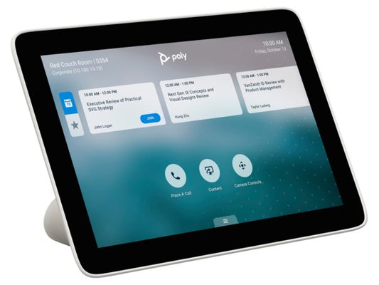 Poly TC8 Touch Controller offers intuitive video conferencing control in a sleek wired interface. With a crisp 1280 x 800 resolution and seamless integration with platforms like Zoom Rooms and RingCentral, it ensures smooth meeting management. This TAA-compliant unit is ideal for secure government or business environments requiring standardized communications solutions.