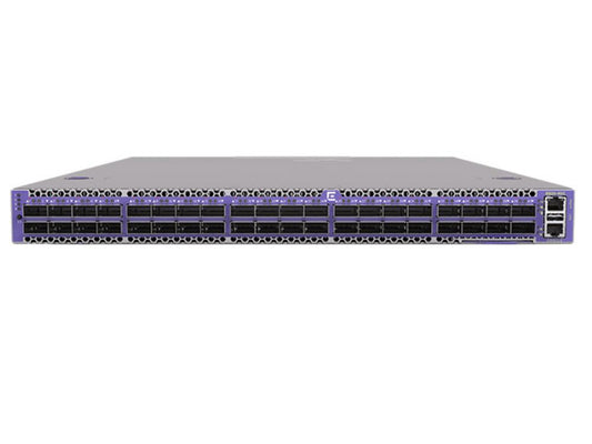 Extreme 8820-40C with Back-Front airflow. Base unit with 40x100GE/40GE QSFP28 ports with 2 DC power supplies 6 fan modules and a 4-post rack mount kit