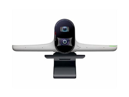 The HP Poly Studio E70 Smart Camera delivers high-performance video collaboration with its dual-lens 4K capability and secure, wired connectivity. Certified for GSA and TAA compliance, it is designed for enterprise-grade security and government-ready video conferencing. Ideal for businesses requiring top-tier imaging and comprehensive interoperability.