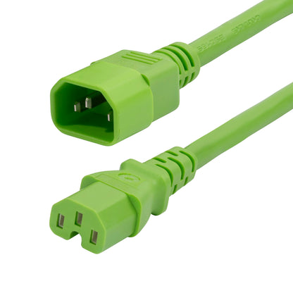 StarTech 6ft Heavy Duty C14 to C15 PDU Power Cord, 15A 250V, 14AWG, Green