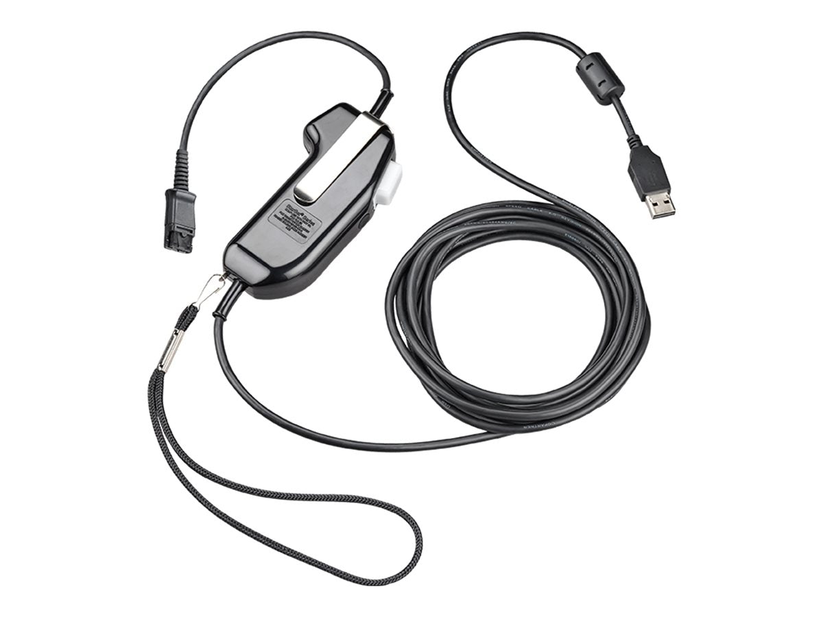 Adaptateur vocal sécurisé monaural USB-PTT Poly SHS 2626-14, conforme TAA