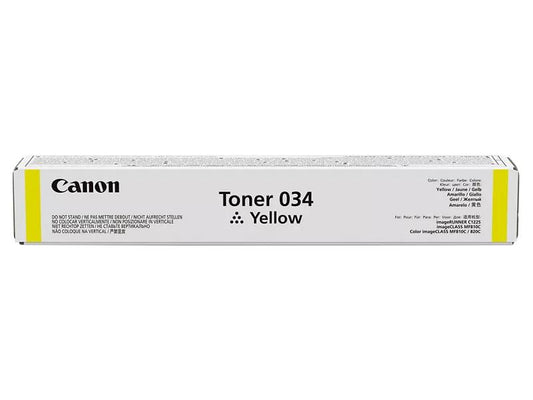 Canon Cartridge 034 Yellow Toner delivers professional color output for imageCLASS MF820Cdn and MF810Cdn printers. With a full yield of up to 7,300 vibrant color pages, this laser toner cartridge ensures consistent high-quality prints. Manufactured in Japan and TAA compliant, it is ideal for secure environments requiring reliable print performance.