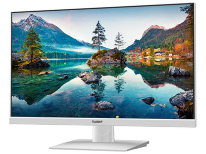 PLANAR PXN2490MW-WH 24in monitor, white 2k WQHD IPS LED LCD, narrow bezel, HDMI, DP, DVI, speakers. DC power.