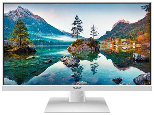 PLANAR PXN2490MW-WH 24in monitor, white 2k WQHD IPS LED LCD, narrow bezel, HDMI, DP, DVI, speakers. DC power.