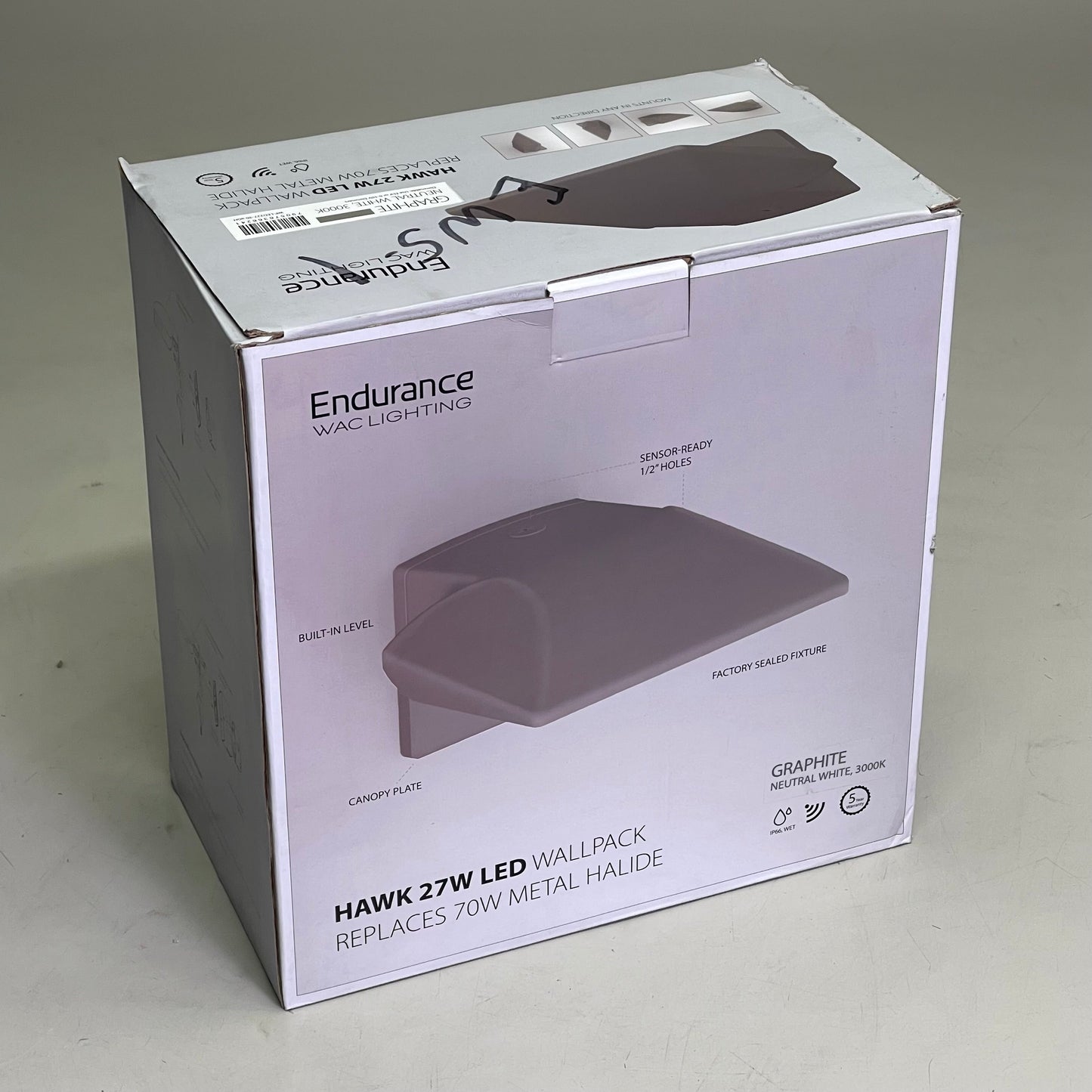 ENDURANCE WAC LIGHTING Hawk LED Flood Light Wall Pack 27W Graphite WP-LED227
