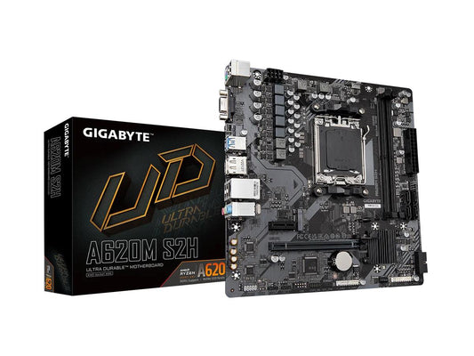 The GIGABYTE A620M S2H is a Micro ATX motherboard engineered for AMD Ryzen 7000 and 8000 Series processors, supporting the modern Socket AM5 platform. Designed with DDR5 memory support and up to 96GB capacity, it offers exceptional performance potential for mainstream computing and productivity applications. Its multiple video outputs, including HDMI and DisplayPort, along with USB and Ethernet connectivity, enhance system versatility for both home and office environments.